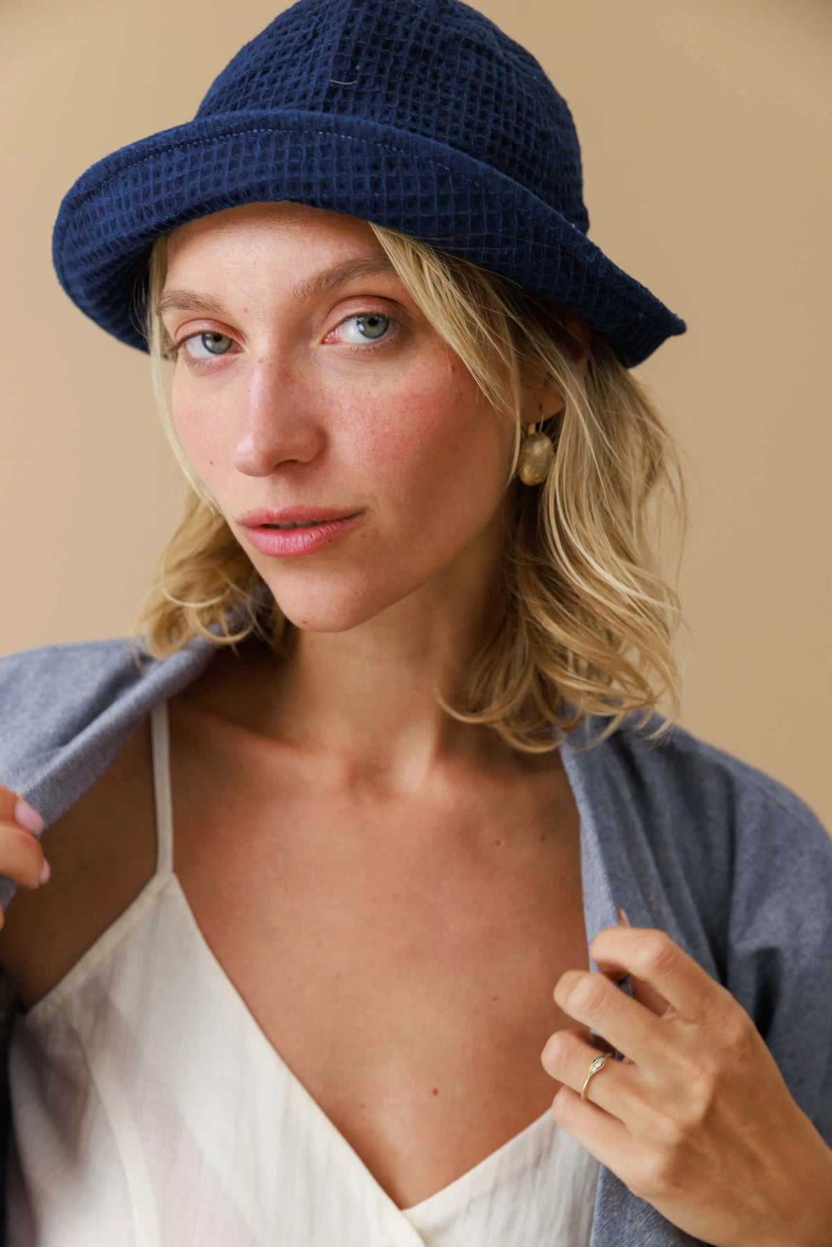 Indigo Pique Bucket Hat