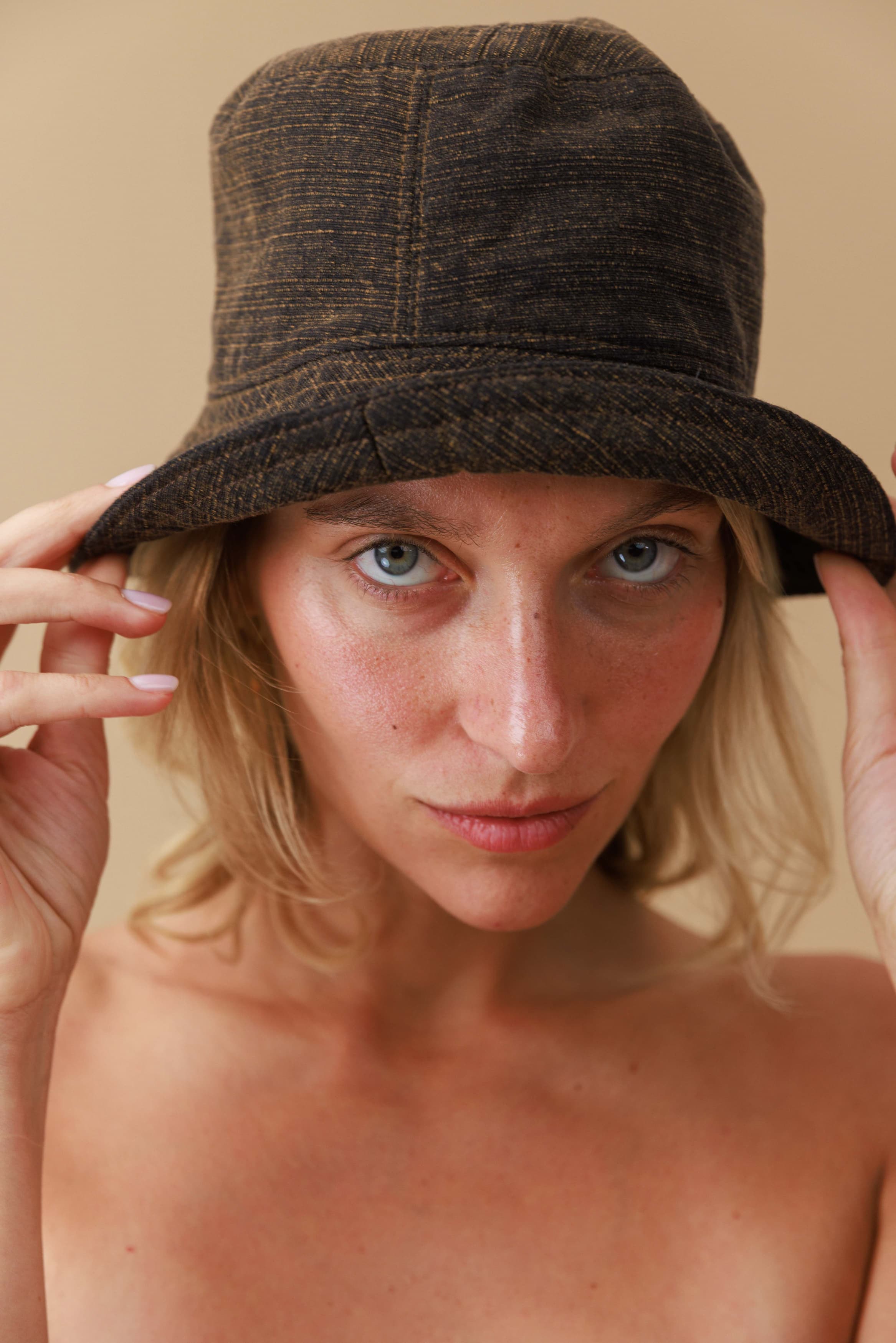 Textured Cotton Bucket Hat.