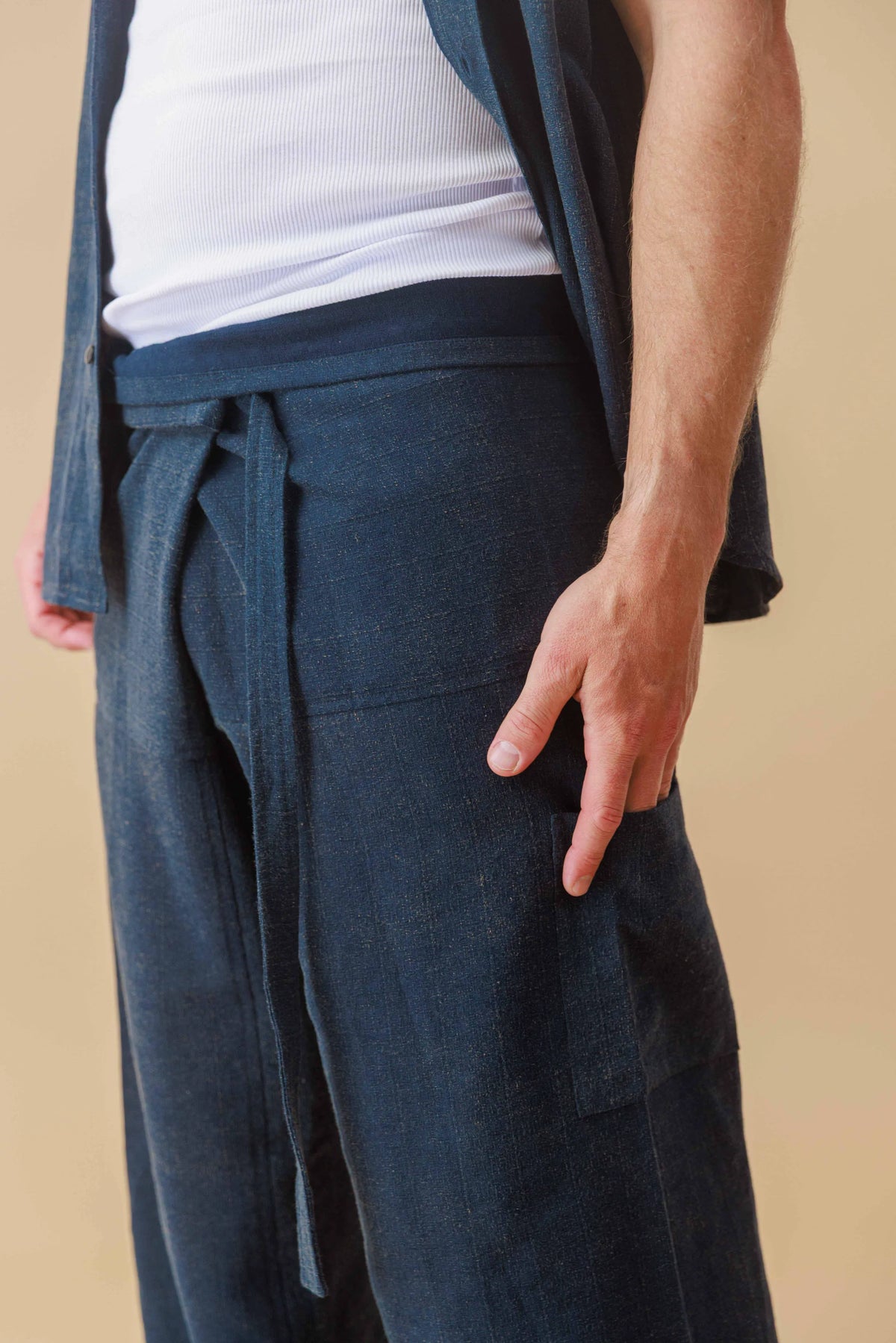 Stone Washed Fisherman Pants