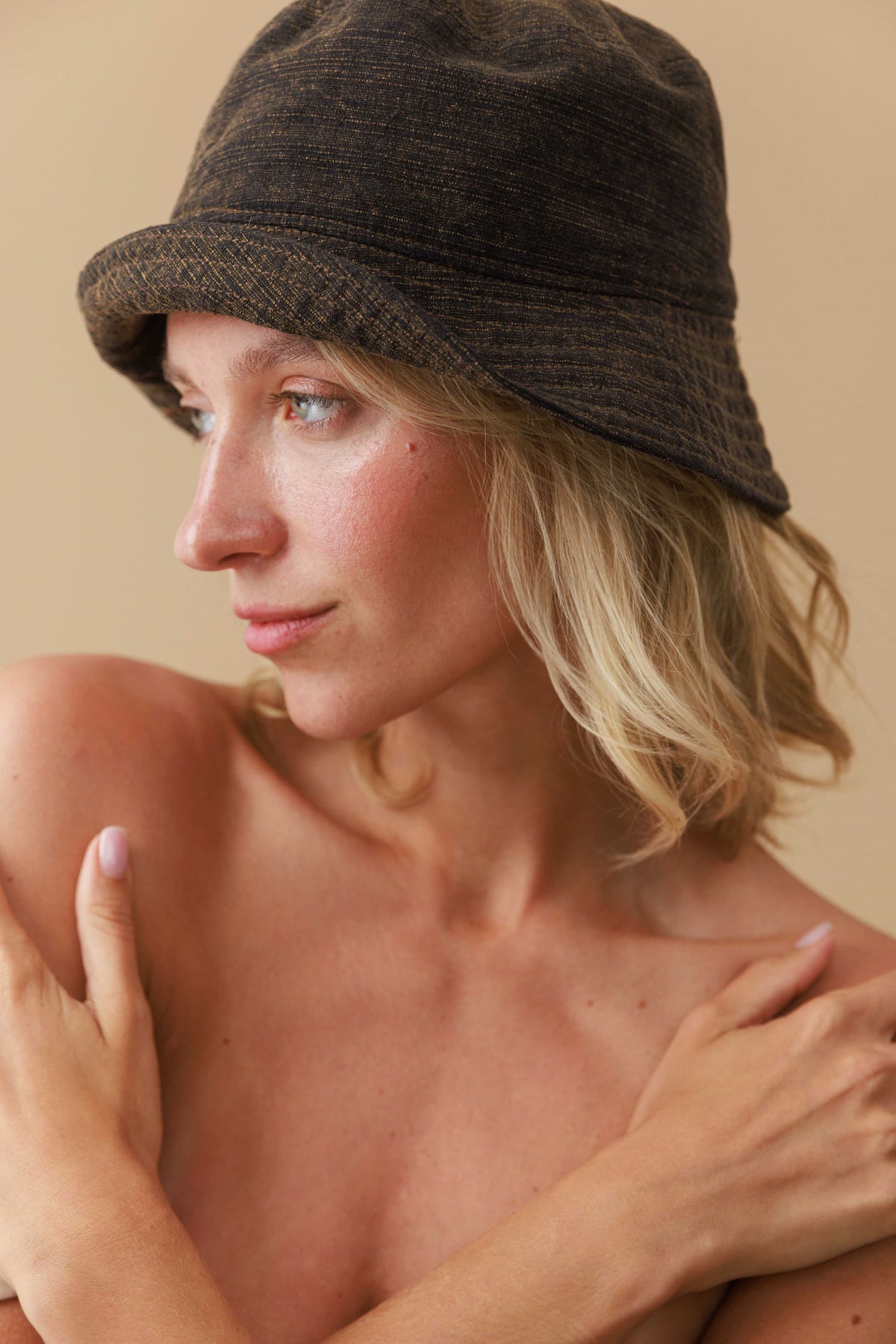 Textured Cotton Bucket Hat.