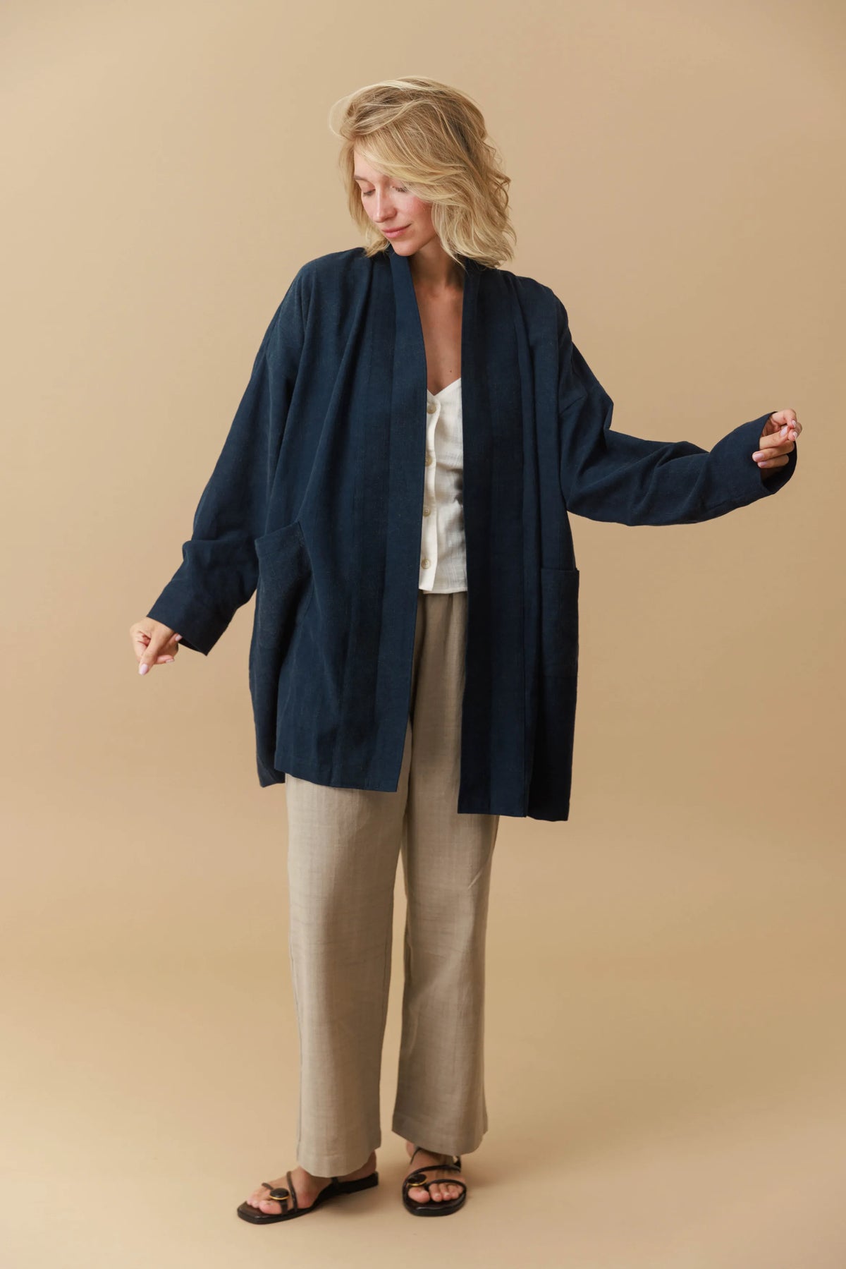 Stone Washed Kimono Jacket
