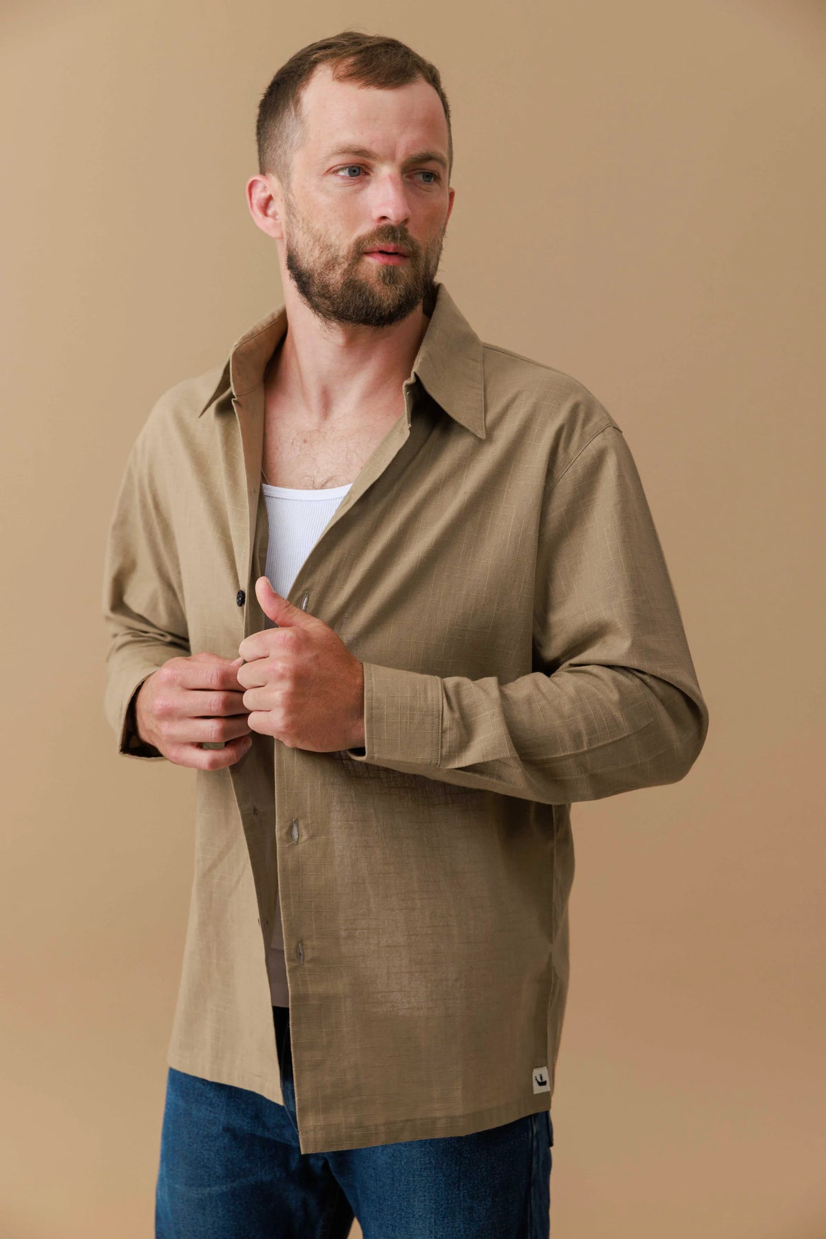 Grid Weave Cotton Shirt
