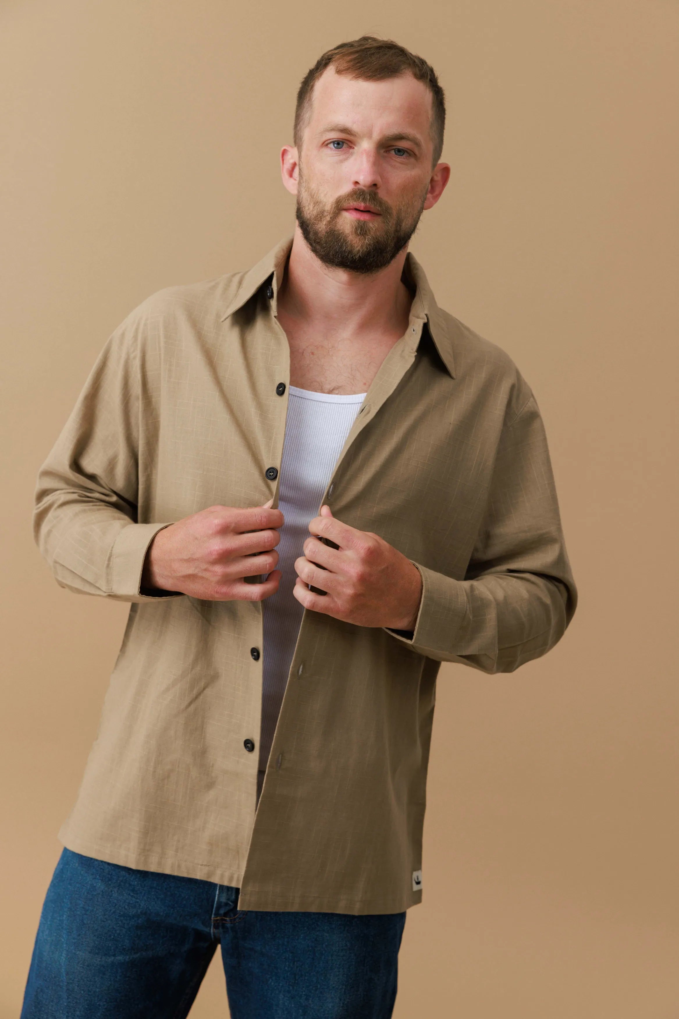 Grid Weave Cotton Shirt